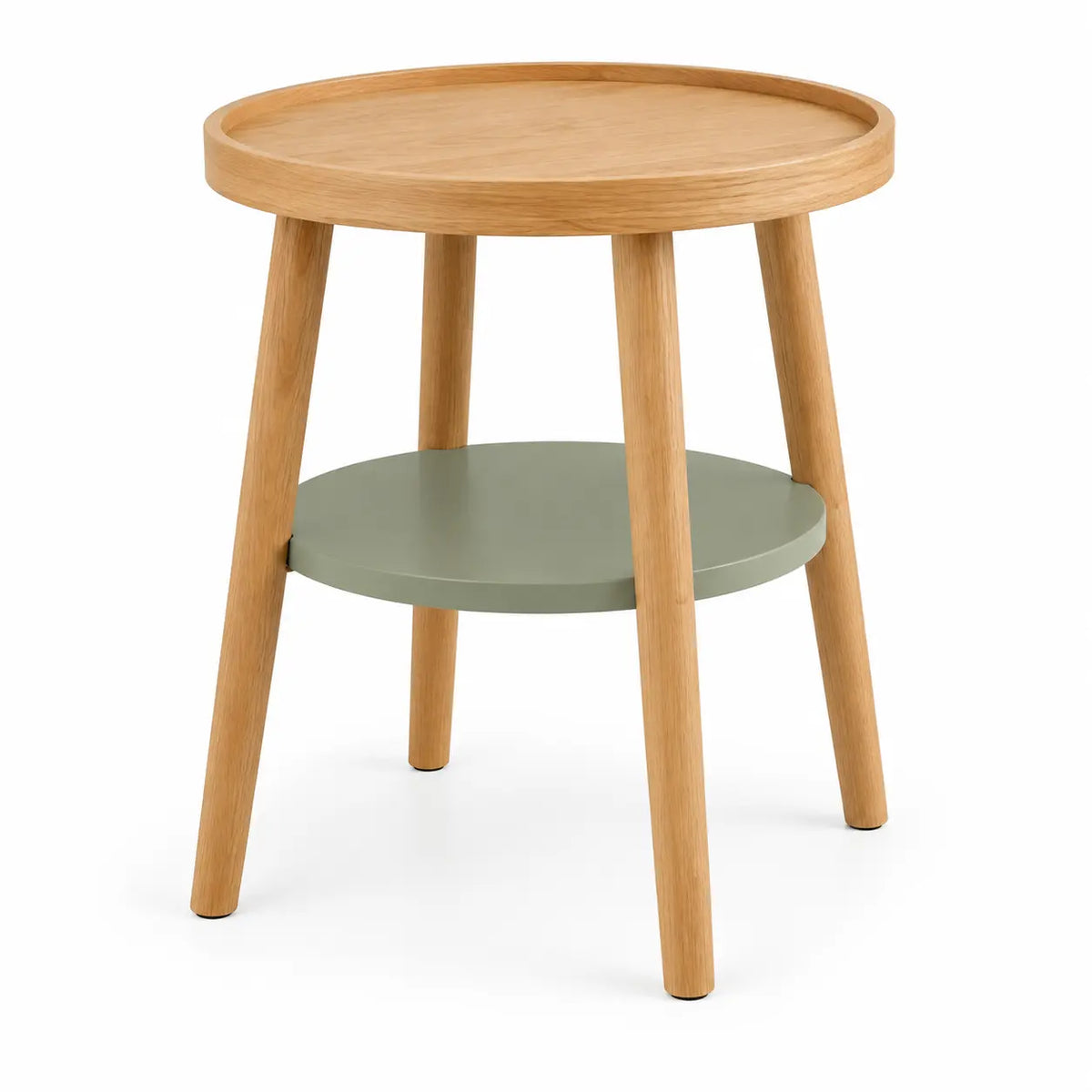 Mesa auxiliar de contorno redondeado, marrón y verde